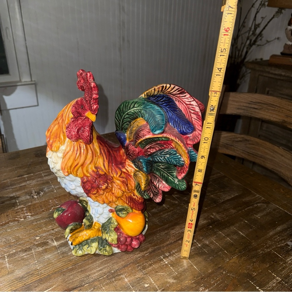 Hand-Painted Multicolor Ceramic Rooster Figurine - Decorative Home Accent - Picture 5 of 9